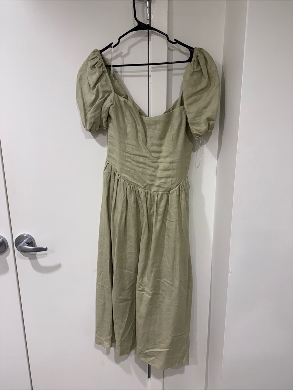 Reformation Davila Linen Midi Dress - Dried Herbs Color - Size 12 - Picture 5 of 5